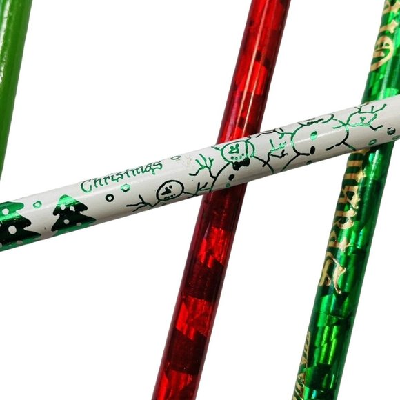 Wood Pencils Candy Cane Tree Star Holiday Unused Vintage Christmas Shaped Lot 7 - Picture 6 of 12